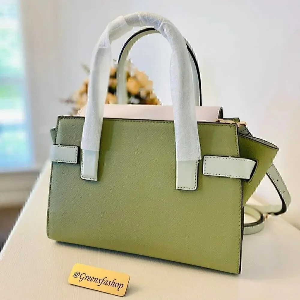 Michael Kors Purse Carmen Medium Flap Satchel shoulder bag light sage